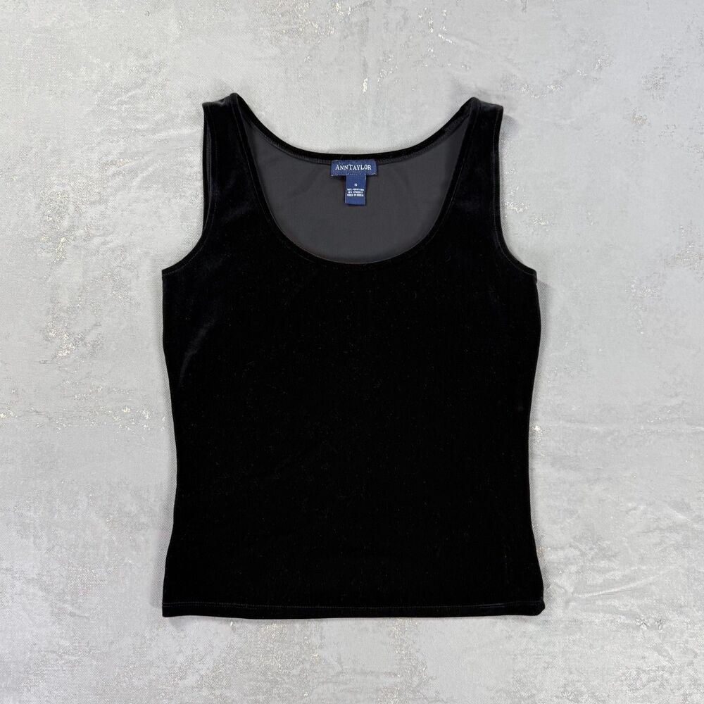 Vintage Ann Taylor Black Velour Tank Top Women's Small